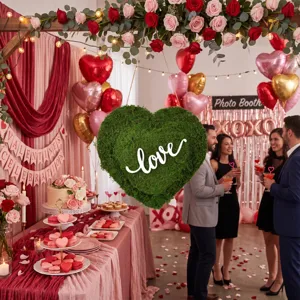 Cartello Sospeso per Porta in Muschio Preservato a Forma di Cuore Con Lettere Benvenuto Amore Stile Foresta Matrimonio San Valentino Decorazione per la Casa