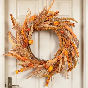 Autumn artificial plant wreath door hanging for farmhouse front door Thanksgiving harvest decor