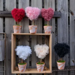 Tulle heart potted plant Valentine desktop decoration romantic wedding home decor gift