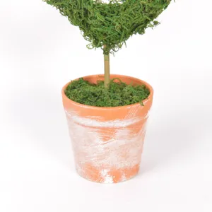 Artificial moss topiary heart shaped potted plant for home desktop and wedding decor
