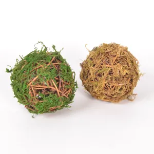 Handmade moss rattan decorative balls set for floral arrangements and garden landscaping details.