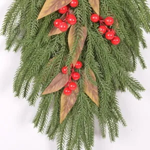 Christmas Norfolk pine needle berry hanging wall decor Nordic holiday home door decoration