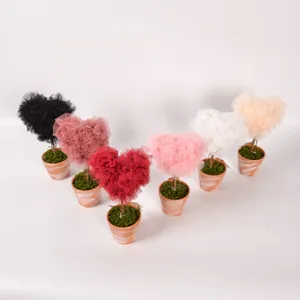 Heart tulle potted plant tree for Valentine wedding home desktop decoration romantic gift