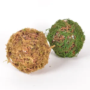 Handmade moss rattan ball green plant decoration floral arrangement home garden ornament