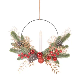 Weihnachtskranz Kerzenhalter mit LED Licht Festliche Heimtuer Wandhaengende Dekoration