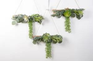 Planta artificial suculenta colgante decoración de pared verde para salón hogar