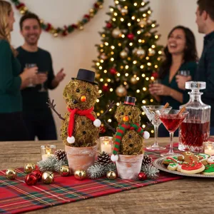 Handmade moss snowman potted plant Christmas tabletop decoration retro pot decor