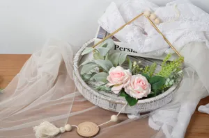 Nordic creative wall hanging artificial flower iron art pendant home decor photography prop