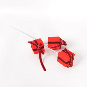 Christmas decoration velvet gift box branch DIY tree hanging ornament prop red small gift
