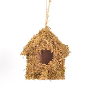 Moos Vogelhaus hängendes Holz Vogelnest für Garten Baum Deko Ornament Handwerk Kunst