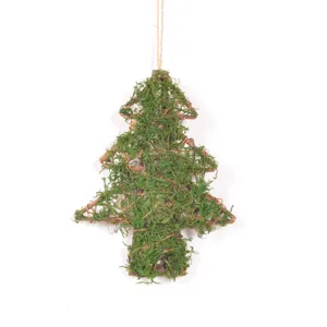 Preserved moss Christmas tree hanging pendant rattan forest style holiday home wall decor