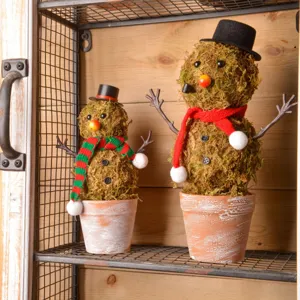 Handmade moss snowman potted plant Christmas desktop decoration vintage home showcase setup
