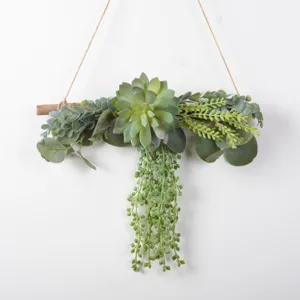 Planta colgante artificial de suculenta decoración verde para el hogar sala de estar tienda
