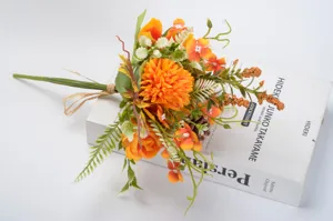 Autumn artificial flower bouquet faux floral arrangement home wedding decoration prop