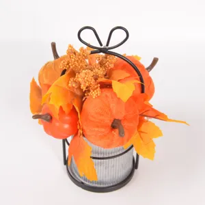 Otoño calabaza artificial hoja de arce cubo decorativo para mesa fiesta de la cosecha
