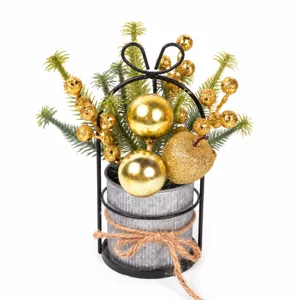 Weihnachten Eisentopf Kunsttanne Beeren Tischdeko kleine Weihnachtsbaum Dekoration
