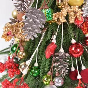 Christmas tree decoration clips pine cones colorful baubles holly leaves DIY floral accessories