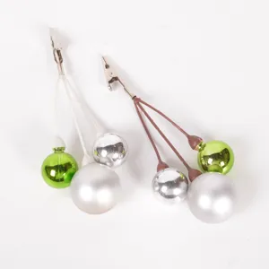 Christmas decorative clip DIY floral accessory with green and silver small balls for tree.