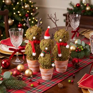 Christmas Moss Snowman Elk Potted Ornament Distressed Retro Flowerpot Christmas Desktop Holiday Table Decoration Craft