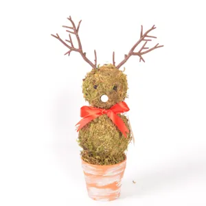 Christmas moss reindeer potted decoration vintage desktop ornament holiday gift plant pot