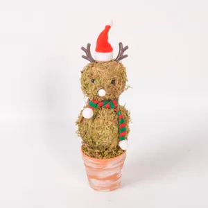 Christmas moss reindeer potted figurine vintage desktop ornament holiday home decor