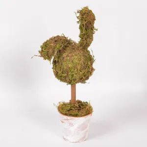 Easter moss rabbit tabletop ornament potted plant pastoral home decor cute bunny figurine