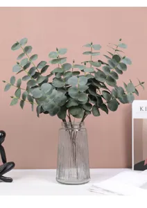 Artificial eucalyptus leaves branch fake plant green greenery table decor floral arrangement