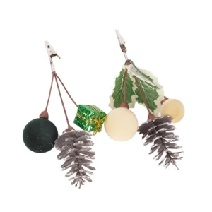 Christmas tree decoration clips pine cones balls holly leaf DIY floral crafts main image