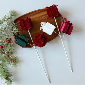 Christmas velvet gift box floral picks for DIY tree decoration holiday party decor