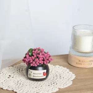 Mini potted artificial berry plant desktop decor fake flower ornament for home office
