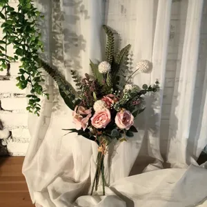 Autumn style artificial flower bouquet retro vase floral arrangement wedding hotel home decor