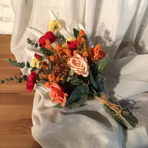 Autumn artificial flower bouquet retro vintage floral arrangement for home decor wedding.