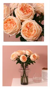 Künstliche Austin Rosen Detailansicht, hochwertige feuchtigkeitsspendende Blumenrequisite.