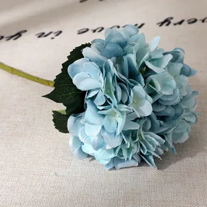 Artificial blue hydrangea single stem flower for home wedding party floral decoration and arrangements