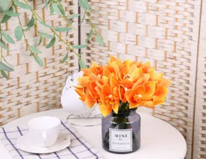 Artificial Cymbidium Orchid Flower Bunch 6 Branches Home Table Decor Fake Floral Arrangement