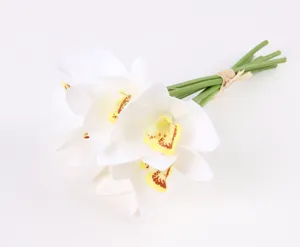 Artificial cymbidium orchid bundle 6 branches fake flowers for home living room table decor