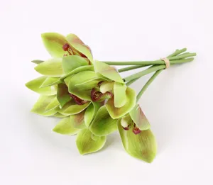 Artificial cymbidium orchid bouquet fake flowers for home living room table decor