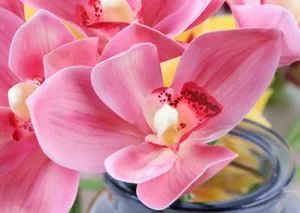 Artificial Cymbidium Orchid Silk Flowers Fake Bunch Home Table Living Room Decor