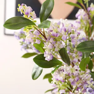 Artificial flower branch silk floral home decor realistic purple floral arrangement for room decoration