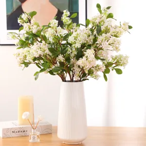 Artificial flower branch in ceramic vase home decor fake floral arrangement for living room