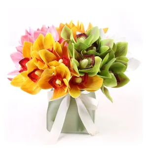 Artificial orchid flower bouquet faux plant home decor table centerpiece floral display