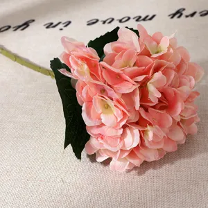 Silk artificial hydrangea flower single stem pink floral decor for home wedding party setup.