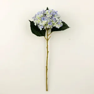 Ortensia artificiale gambo singolo fiore blu decorazione casa fai da te composizione.