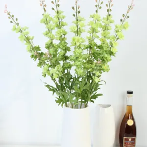 Artificial delphinium flower green plant branch for home wedding decor and floral arrangement.