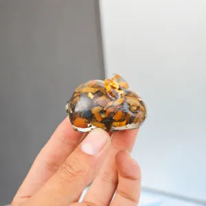 Natural stone resin rabbit figurine detail shot, cute animal sculpture ornament decor.