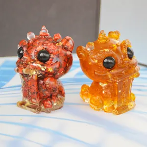Crystal Gravel Epoxy Resin Pi Xiu Ornament Car Office Living Room Desktop Decor Lucky Feng Shui Animal Figurine