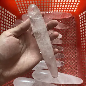 Natural rose quartz crystal massage wand yoni wand holistic wellness healing tool body relax.