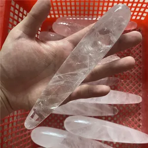 Natural crystal massage wand clear quartz crystal adult novelty wellness wand detail view