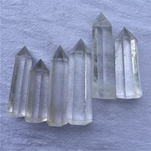 Baguettes de cristal de quartz clair naturel, 6 pièces de piliers hexagonaux pour la décoration.