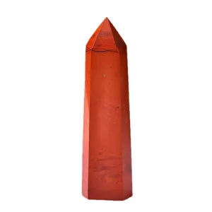 Roter Jaspis Kristall Obelisk Naturstein Sechseckige Turm Heilung Zauberstab Deko